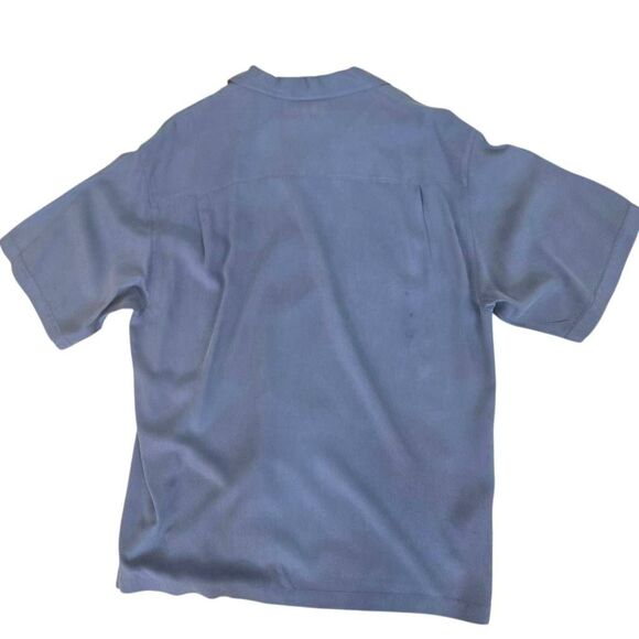 Tommy Bahama Mens Silk Collared Short Sleeve Button Up Camp Shirt Blue Large - Picture 2 of 12